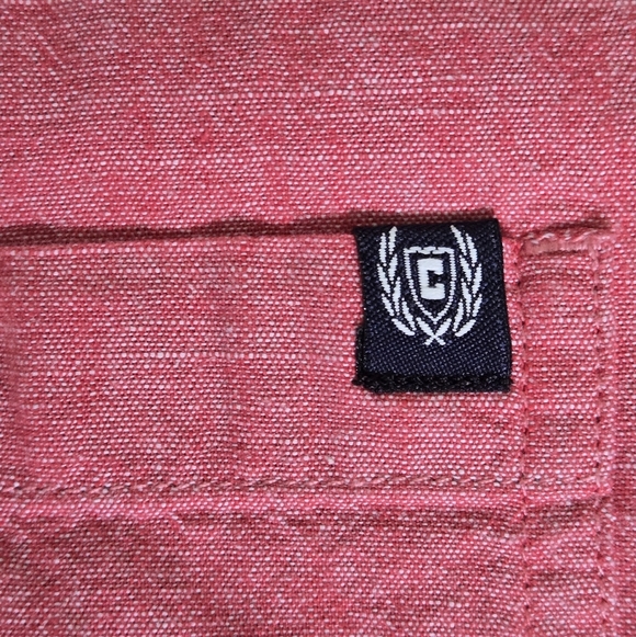 Chaps Mens Coastland Wash Chambray Light Pink Large Button-Up Shirt - Picture 6 of 12